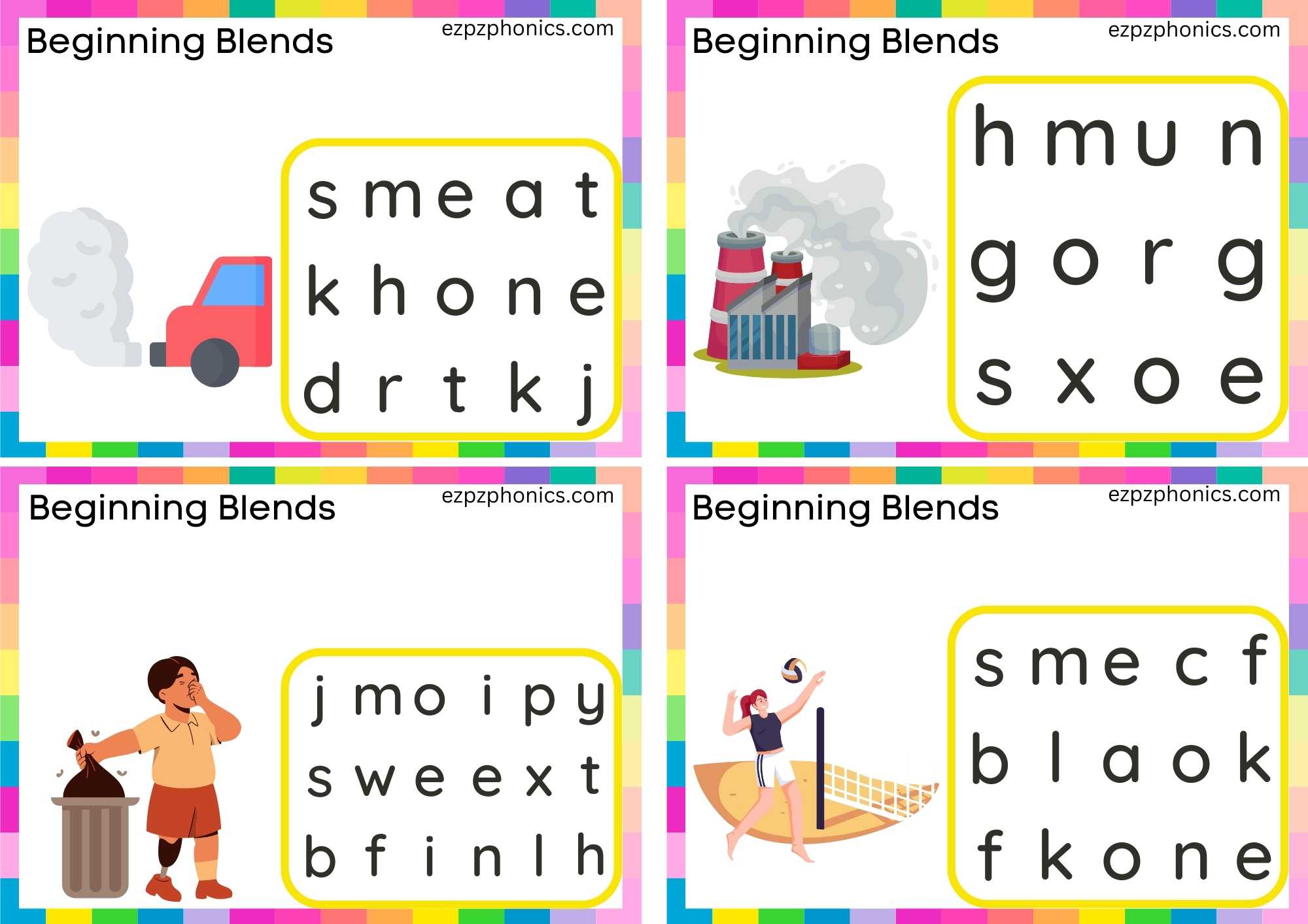 SM Beginning Blends Activity Circle The Correct Letters To Make The Words Set 2